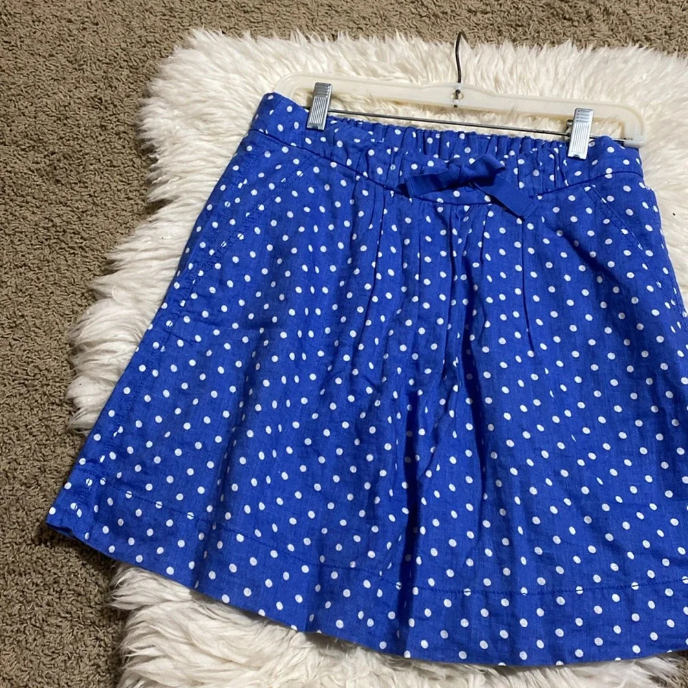 J CREW Sky Blue & White Polka‎ Dot Linen Skirt #46618 Size 2 Women's